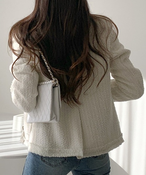 「DAY CLOSET」 ツイードジャケット M オフホワイト レディース_画像4