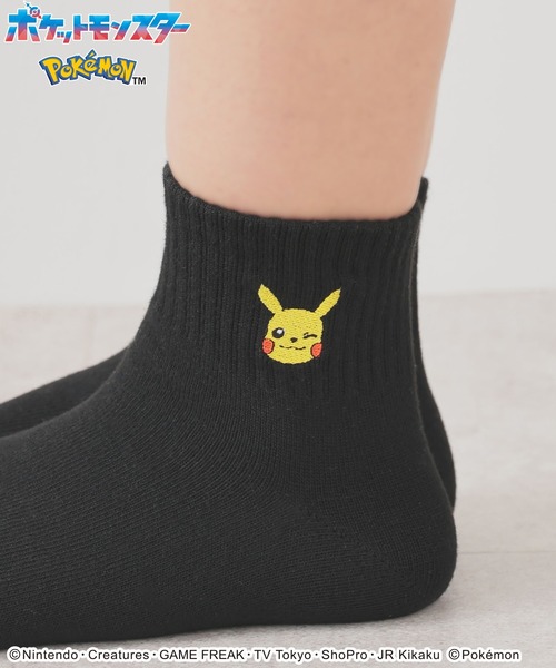 Honeys（ハニーズ） 靴下 ポケモン／ソックス（黒） レディース