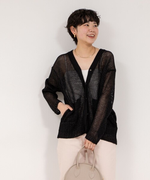 美品　25SS　Rie Miller　洗える 金ボタンVネックカーディガン　黒 美品 25SS Rie Miller 洗える 金ボタンVネックカーディガン 黒