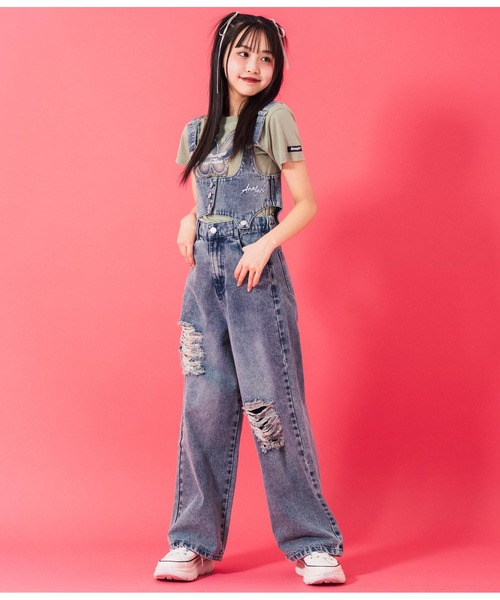 新品　ミダス　2way クラッシュ デニムオーバーオール ANAP GiRL サロペット オーバーオール クラッシュデニム マルチ