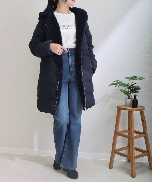 「libelle more」 「MARBLEWALTZ」ダウンコート M ネイビー レディース_画像9