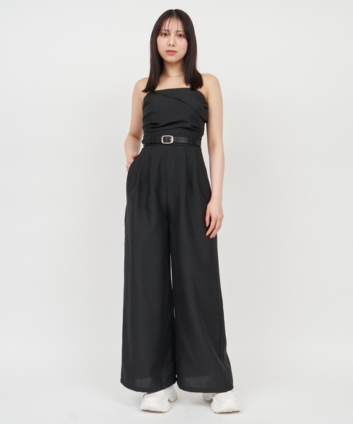 ROYAL PARTY オールインワン ベルト付タックベアオールインワン