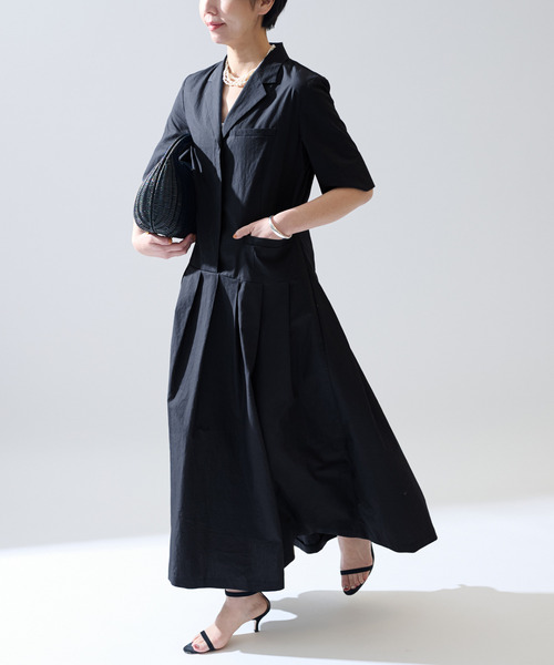 VERMEIL par iena コットンリネンワンピース ブラック 36 VERMEIL par iena ワンピース コットンリネンタイプライター