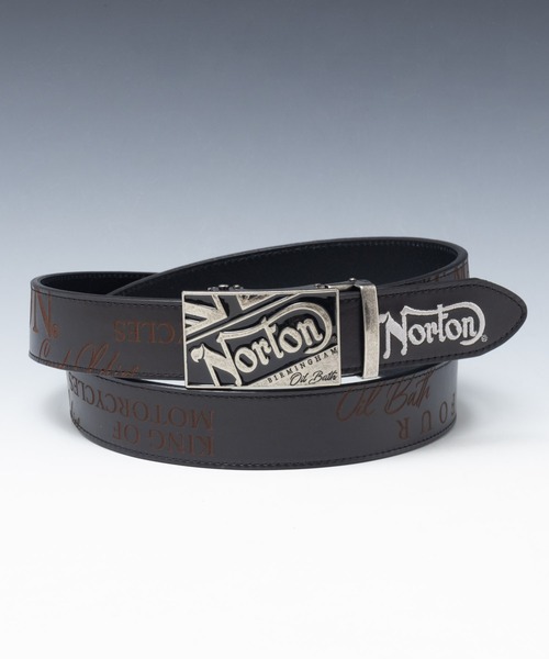 送料無料 ノートン ベルト 黒 251N8100 Norton バイカー JF Norton] JAPAN ブラッシュ ホールレス ベルト | PEET ONLINE STORE