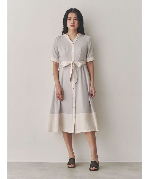 TONAL ワンピース TONAL ワンピース バイカラーオープンフレアワンピース