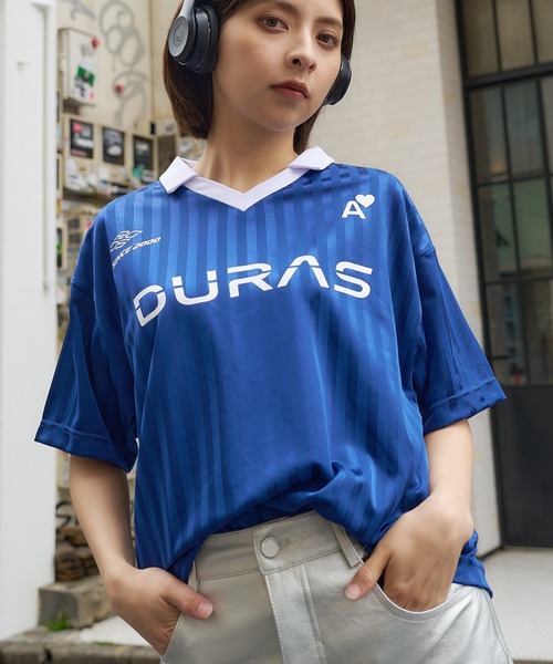 DURAS tシャツ グロスストライプゲームシャツ レディース