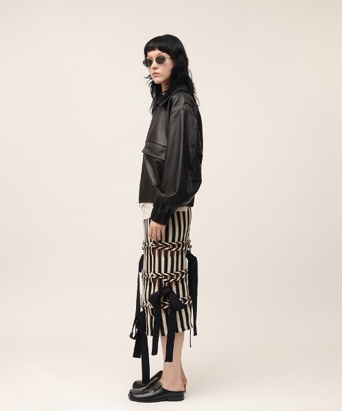 leinwande ニット　ブラック leinwande（ラインヴァンド） ニット セーター 「」Sheer Cable