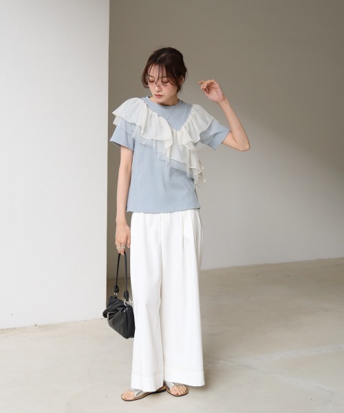 BAB tシャツ アシメフリルドッキングカットソー レディース