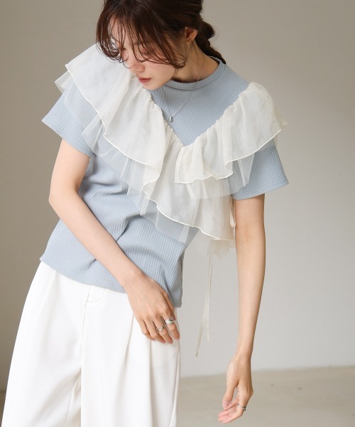 BAB tシャツ アシメフリルドッキングカットソー レディース