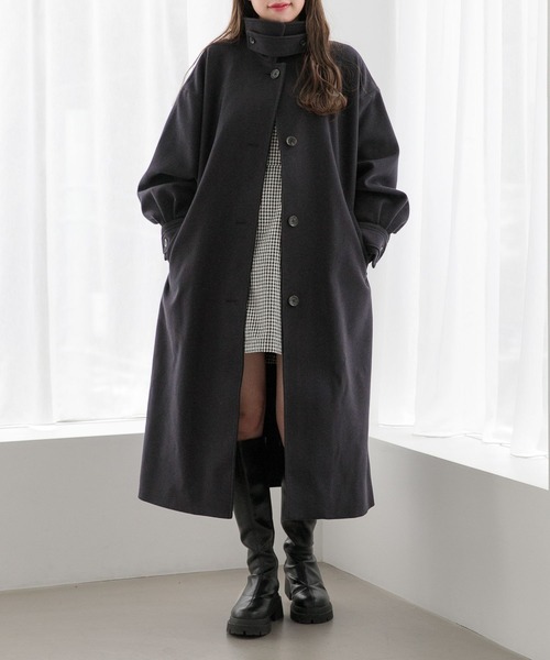 [Heather] пальто с отложным воротником M черный женский 