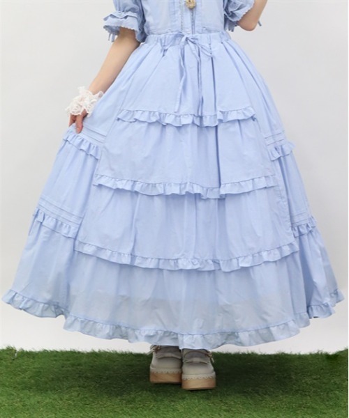 axes femme Chalmiereクラシックコットンスカート（ピンク） Chalmiere