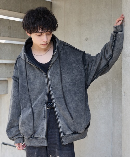 PLAY グレー ジップアップパーカー COMME des GARCONS PLAY プレイコムデギャルソン メンズジップ