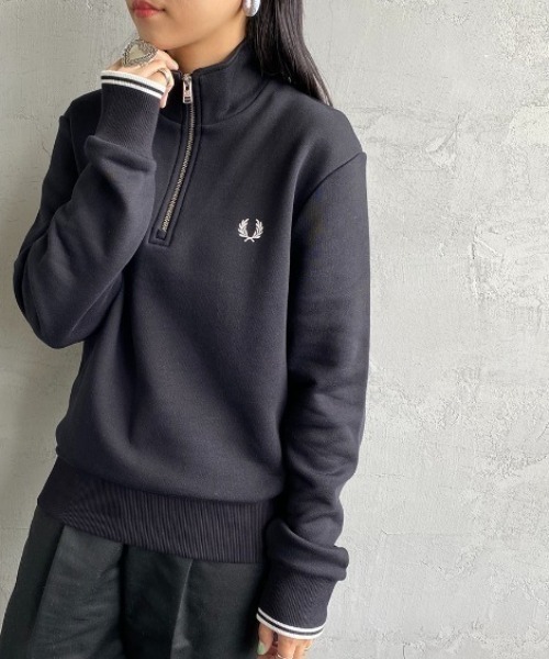トレーナー スウェット 「WEB先行予約」「FRED PERRY/フレッドペリー」 ワンポイントロゴ刺繍 ハーフジップスウェット M3574 レディー FRED PERRY トレーナー スウェット 「WEB先行予約」「FRED PERRY
