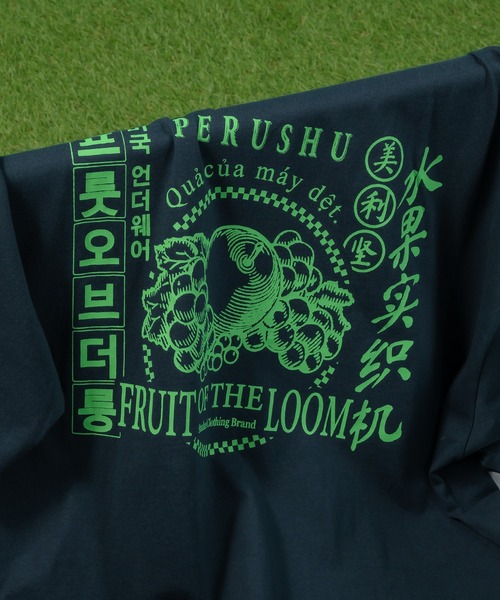 「Perushu」 半袖Tシャツ「fruit of the loomコラボ」 LARGE オフホワイト メンズ