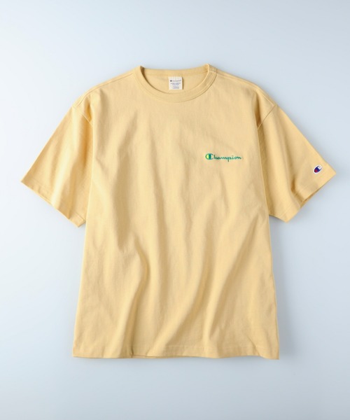 「Champion」 半袖Tシャツ L ライトイエロー メンズ