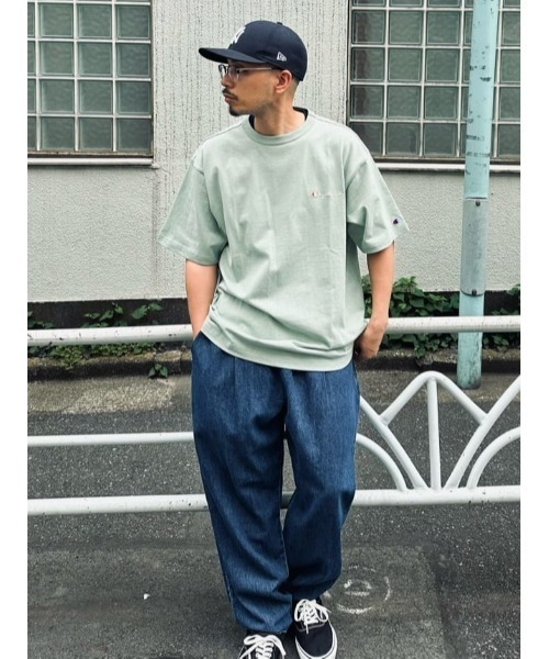 「Champion」 半袖Tシャツ L ライトイエロー メンズ