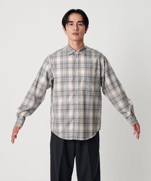 AURALEE 半袖シャツ UNITEDARROWS別注 グレー系チェック AURALEE 半袖シャツ UNITEDARROWS別注 グレー系チェック