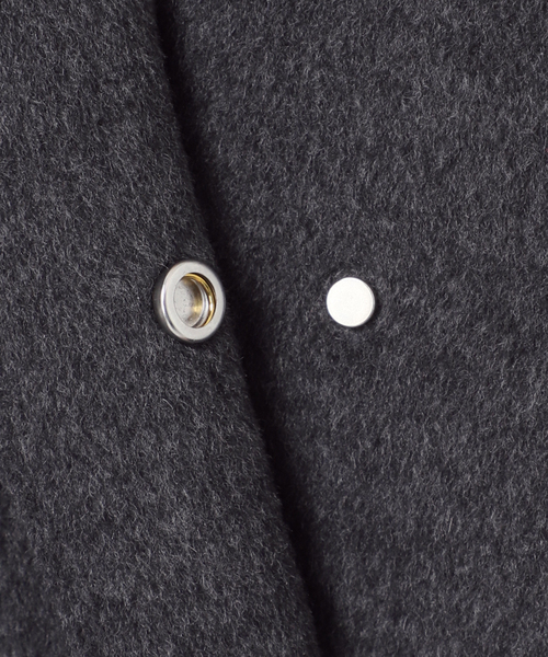 スピックアンドスパン　ウール混ロングコート　ビーバー　ノーカラー　ゆったり　黒 Spick＆Span（スピック アンド スパン） 「Spick & Span」 ノーカラー