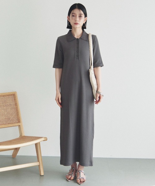 「DOUX ARCHIVES」 半袖ワンピース FREE チャコールグレー レディース_画像4