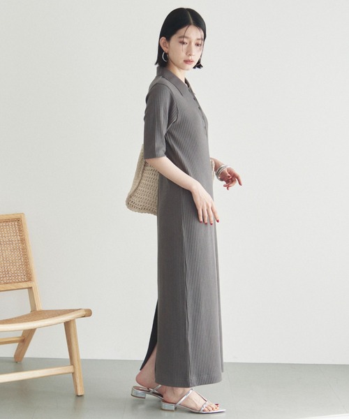 「DOUX ARCHIVES」 半袖ワンピース FREE チャコールグレー レディース_画像5