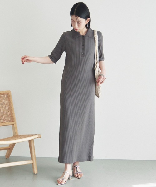 「DOUX ARCHIVES」 半袖ワンピース FREE チャコールグレー レディース_画像8