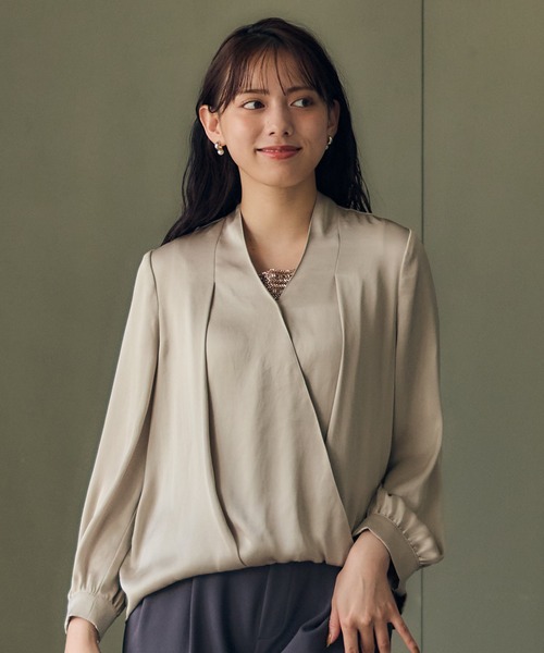 12Twelve Agenda（トゥエルブ アジェンダ） ブラウス シャツ カシュクールサテンブラウス
