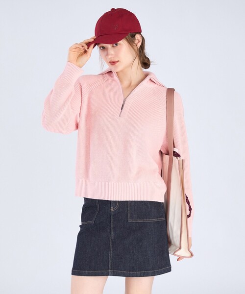 To b. by agnes ニット セーター 「Outlet」ハーフジップ プルオーバー