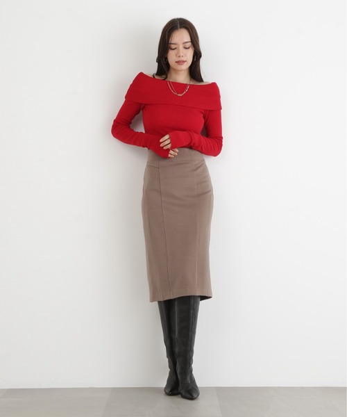 ピンキー＆ダイアン（PINKY&DIANNE）/◆ウールスムースカッティングタイトスカート PINKY&DIANNE（ピンキー アンド ダイアン） スカート ウールスムース