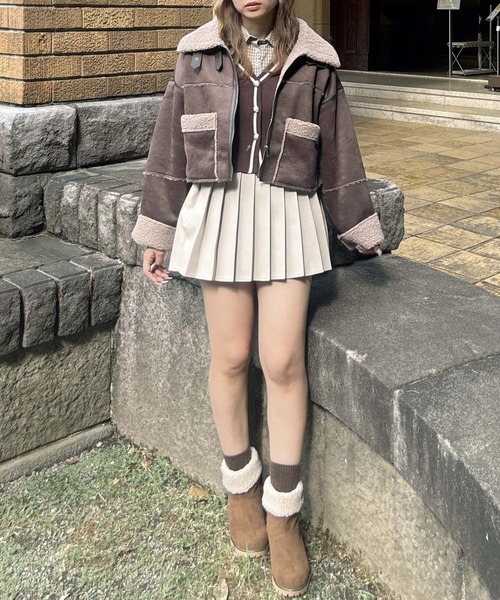 AS KNOW AS（アズノゥアズ） コート アウターフェイクムートン