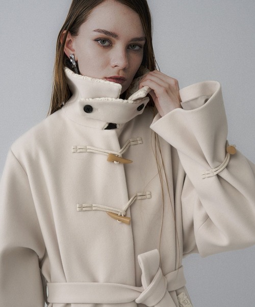 本日限定1000円引き【美品】HAREステンカラーコート ベルト付き アウター セール】フェイクウール2WAYベルト付きロングスタンドカラーステン