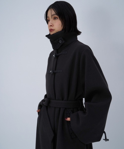 本日限定1000円引き【美品】HAREステンカラーコート ベルト付き アウター HARE（ハレ） ステンカラーコート コート ウーリーテックフェイク