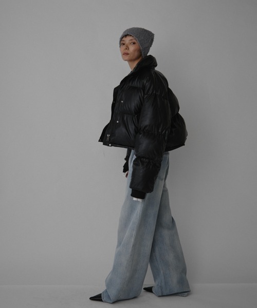 VION ダウンコート ダウンジャケット Faux Leather Short Down