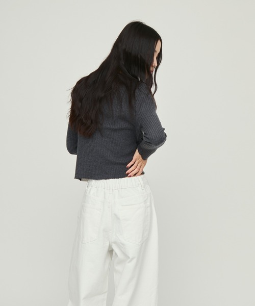 NUJOH tシャツ Color scheme Layered Rib Knit Cardigan / 配色