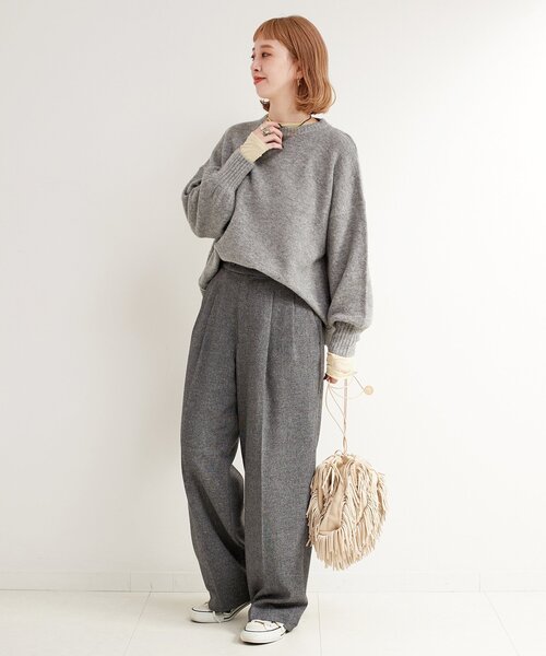 「B.C STOCK」 「Simplicite」長袖ニット FREE ベージュ レディース_画像3