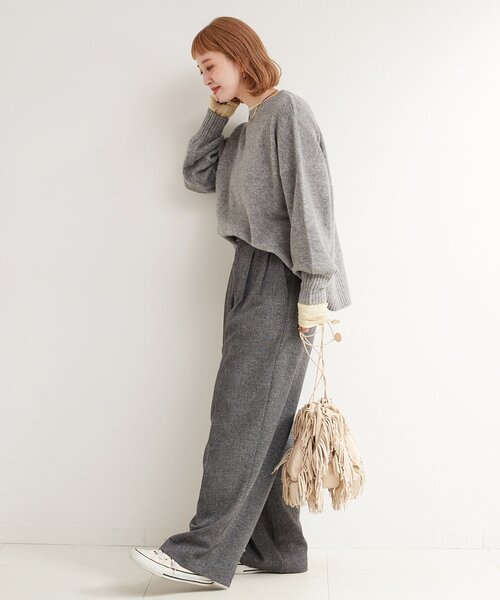 「B.C STOCK」 「Simplicite」長袖ニット FREE ベージュ レディース_画像4