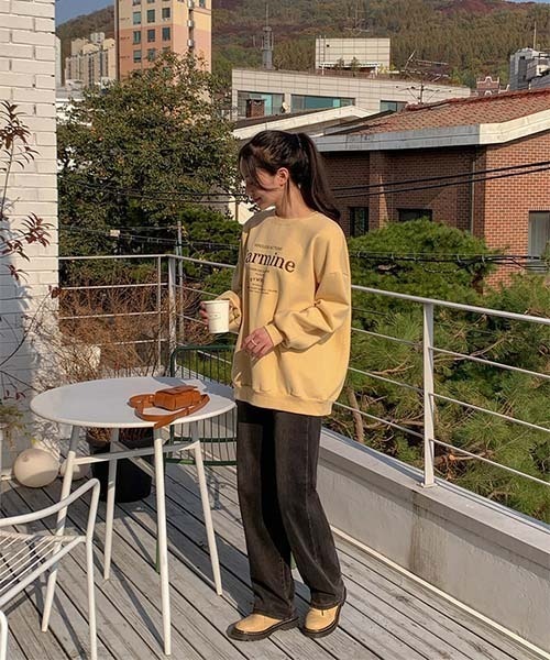 「SONA」 「PASTEL DEER」スウェットカットソー FREE イエロー レディース_画像2