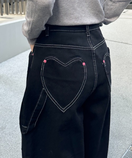 NEIGHBORHOOD レザーポケット デニムパンツ ワイドパンツ ジーンズ デニム デニムパンツ ハートポケットデニム