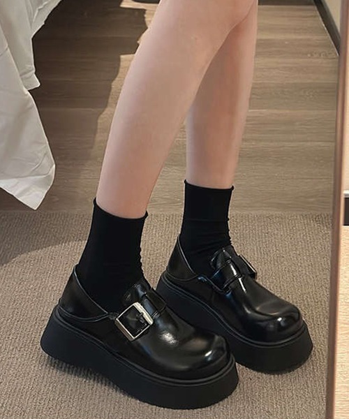 シューズ チャンキーヒール ローファー 厚底 チャンキーヒール