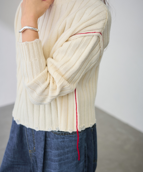 FRAMeWORK 新作　ハンドステッチリペアライクニット　今季 ハンドステッチリペアライクニット（ニット／セーター）｜FRAMeWORK