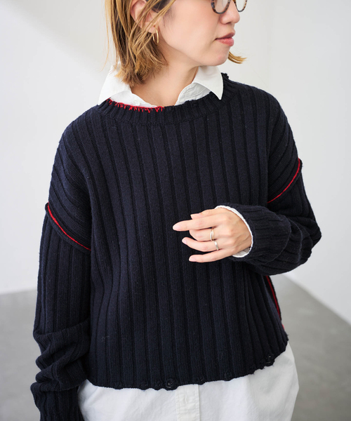 FRAMeWORK 新作　ハンドステッチリペアライクニット　今季 FRAMeWORK（フレームワーク） ニット セーター ハンドステッチリペア