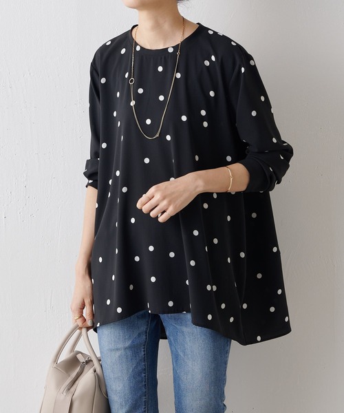 ✨美品✨ビアズリー　Tブラウス　ブラック　F チュニック　カットソー　長袖 ブラウス チュニック プリーツ 長袖 レディース ブラック ベージュ