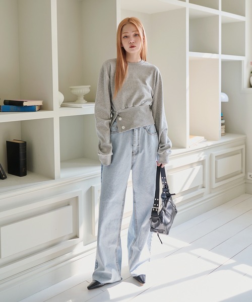 「UNE MANSION」 デニムパンツ MEDIUM ライトブルー レディース_画像4