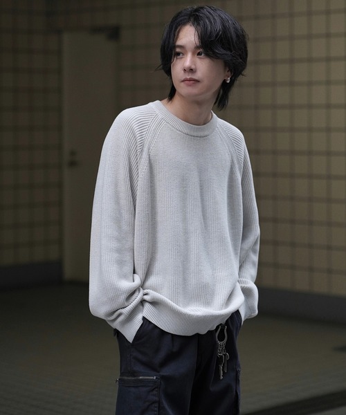 「WYM LIDNM」 長袖ニット M アッシュブラウン メンズ_画像4