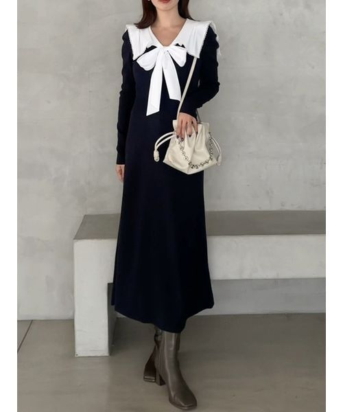 SNIDEL（スナイデル） ワンピース セーラーカラーニットワンピース