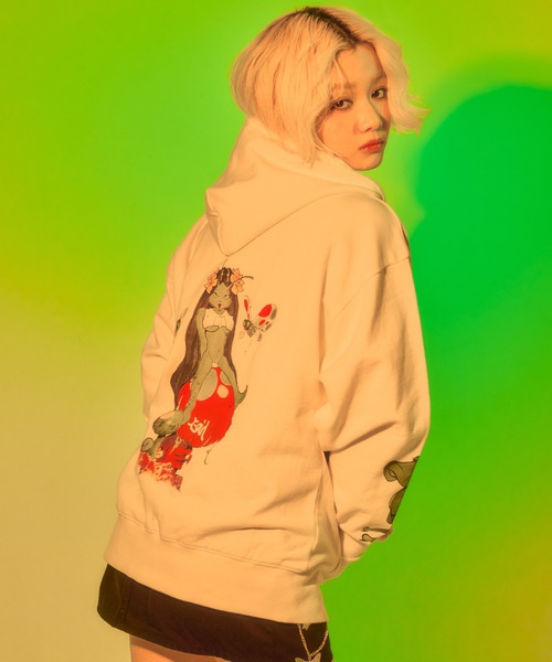 パーカー X-girl SWEAT BIG BLOUSON X-girl（エックスガール） パーカー X-girl x Mark Bode ZIP UP SWEAT