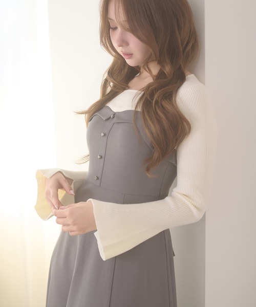 Ambre Neige（アンブルネージュ） ワンピース knit docking back lace