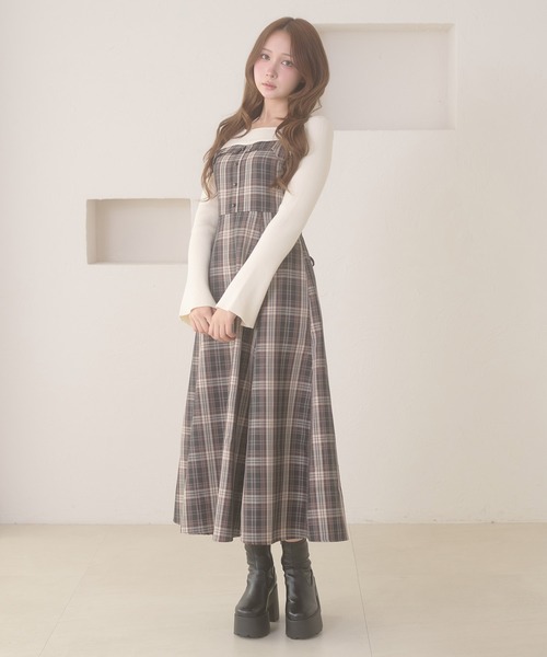 Ambre Neige（アンブルネージュ） ワンピース knit docking back lace