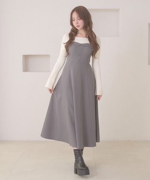 Ambre Neige（アンブルネージュ） ワンピース knit docking back lace