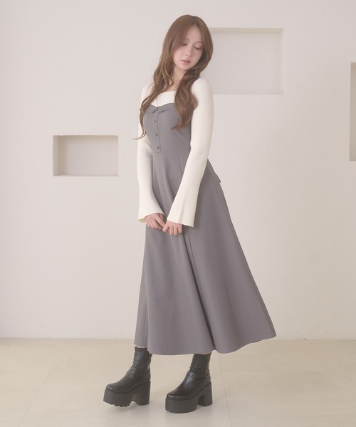 Ambre Neige（アンブルネージュ） ワンピース knit docking back lace