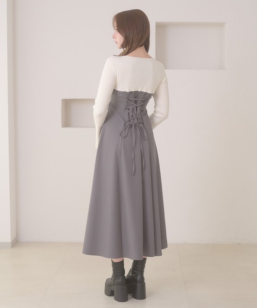 Ambre Neige（アンブルネージュ） ワンピース knit docking back lace